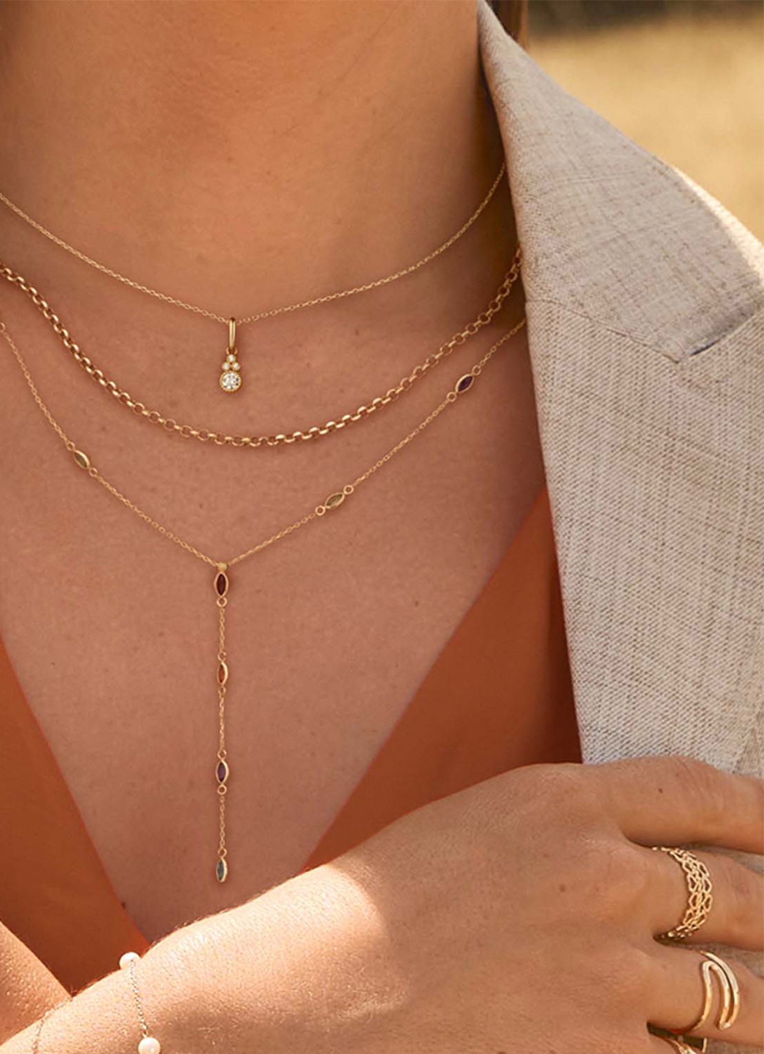 Jackie 14K Gold Savanna ketting van 14 karaat geelgoud - voorkant 2 goud