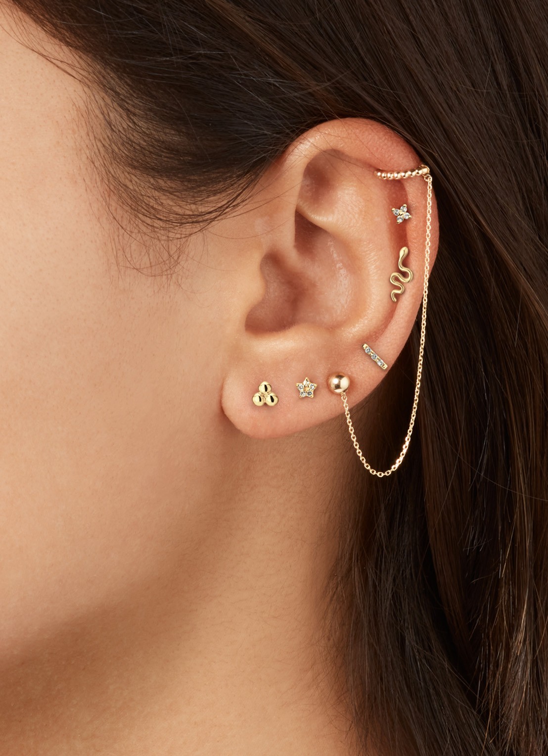 Jackie 14K Gold Single ear cuff van 14 karaat geelgoud - voorkant 2 goud