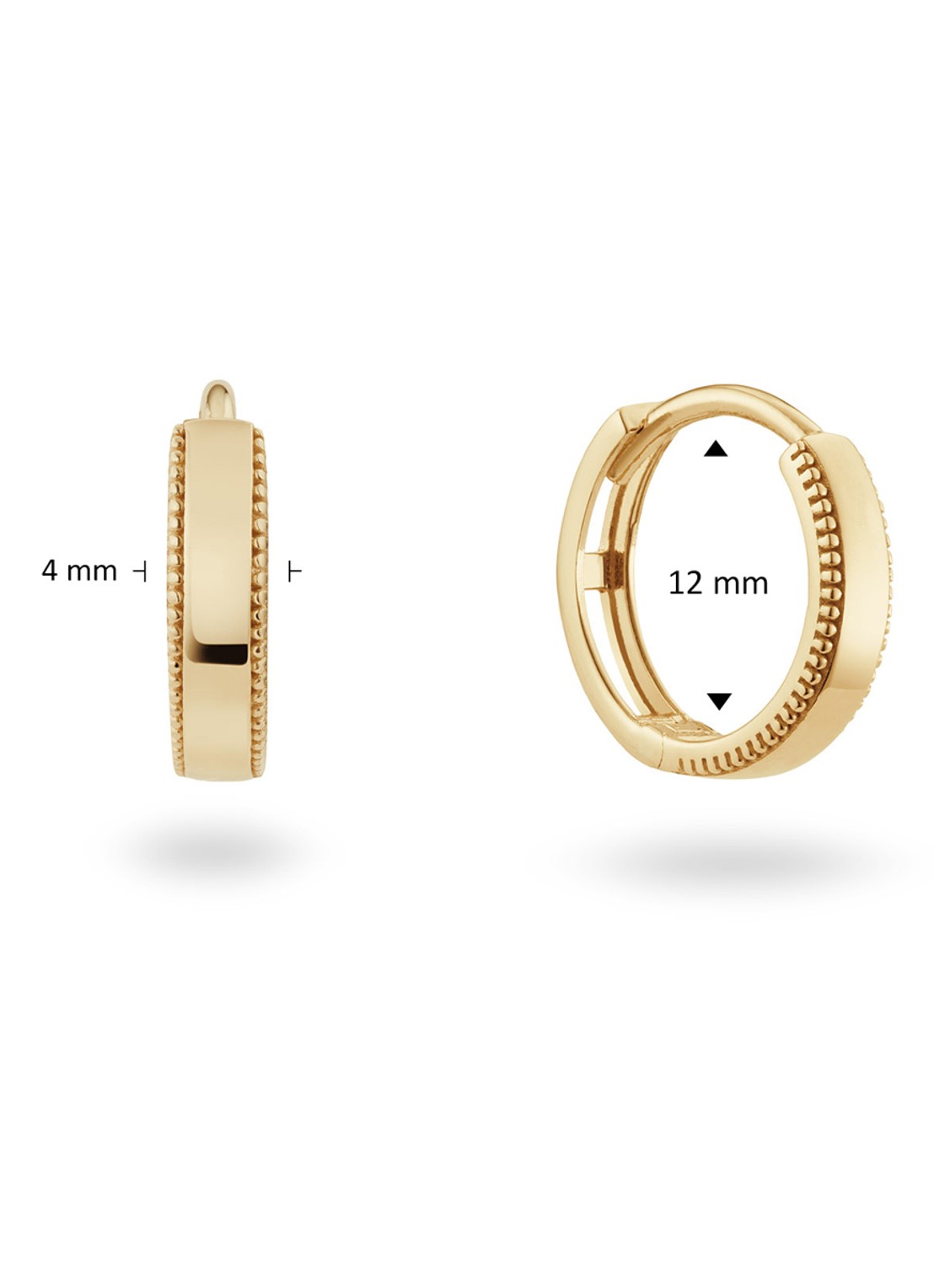 Jackie 14K Gold Strandfontein oorringen van 14 karaat geelgoud - detail goud