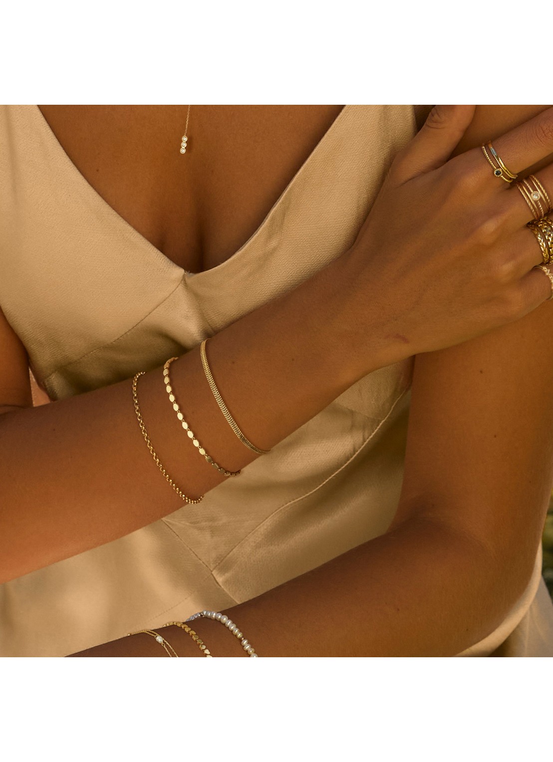 Jackie 14K Gold Table Mountain armband van 14 karaat geelgoud - voorkant 2 goud
