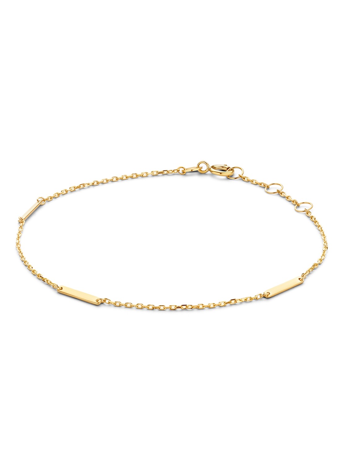 Jackie 14K Gold Triple Bar schakelarmband van 14 karaat geelgoud  - voorkant geelgoud