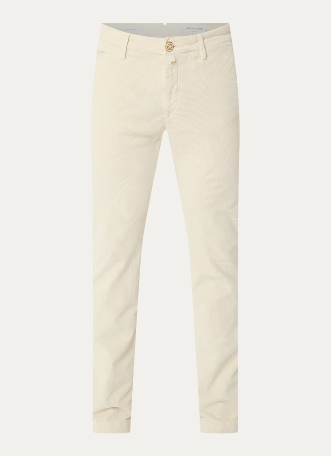 Jacob Cohën Bobby slim fit broek van corduroy - voorkant 4 gebroken wit