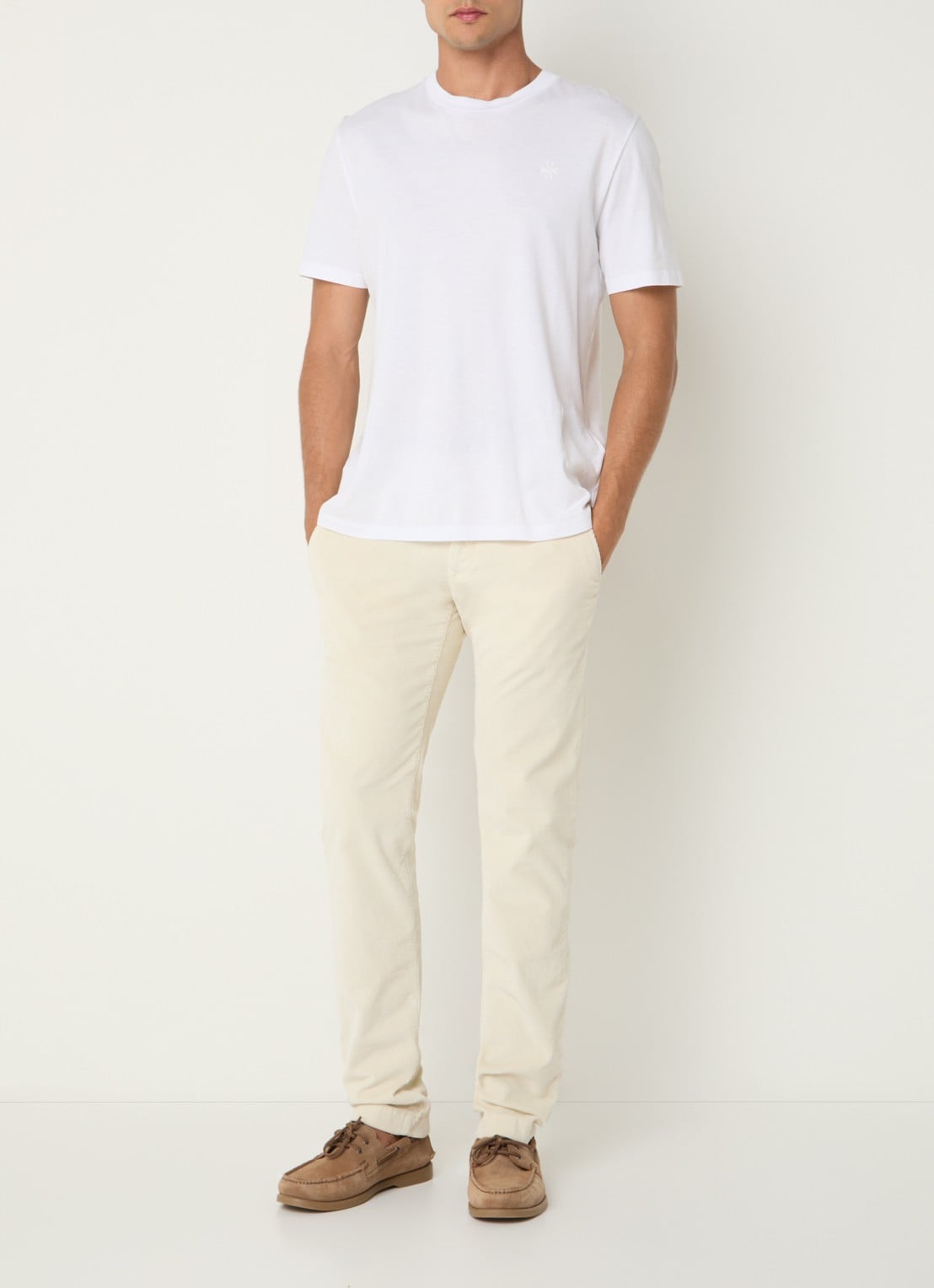Jacob Cohën Bobby slim fit broek van corduroy - voorkant 5 gebroken wit