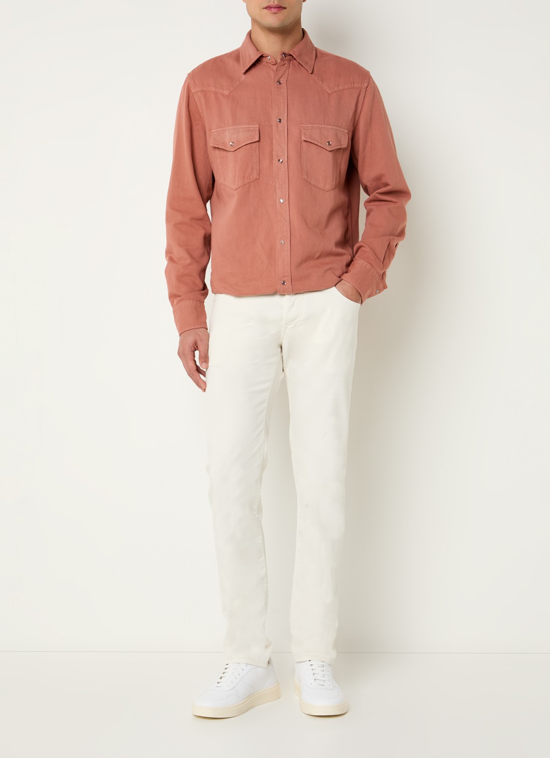 Jacob Cohën Nick slim fit jeans met gekleurde wassing - voorkant 2 gebroken wit