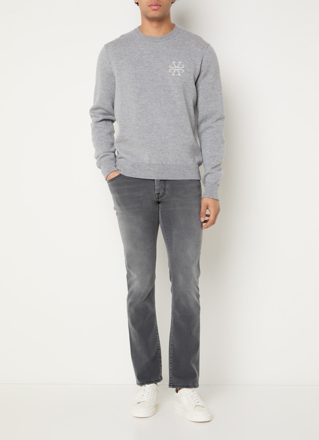 Jacob Cohën Nick slim fit jeans met gekleurde wassing - voorkant 2 donkergrijs