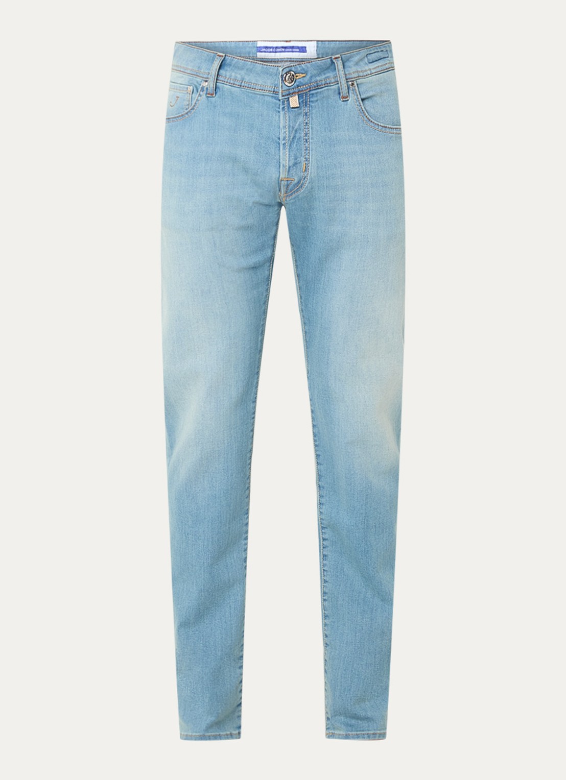 Jacob Cohën Nick slim fit jeans met lichte wassing - voorkant indigo