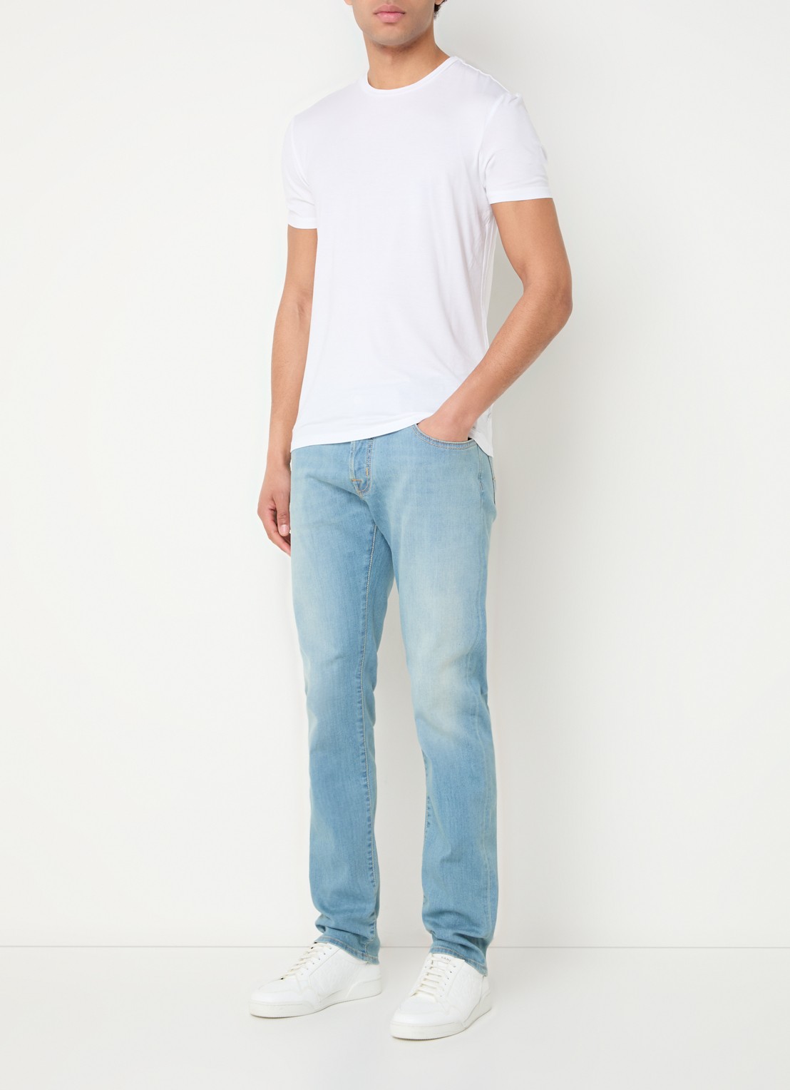 Jacob Cohën Nick slim fit jeans met lichte wassing - voorkant 2 indigo
