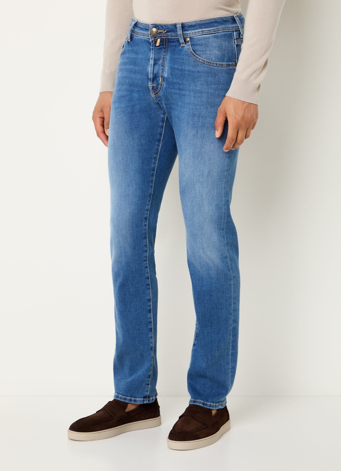 Jacob Cohën Nick slim fit jeans met lichte wassing - detail 2 indigo