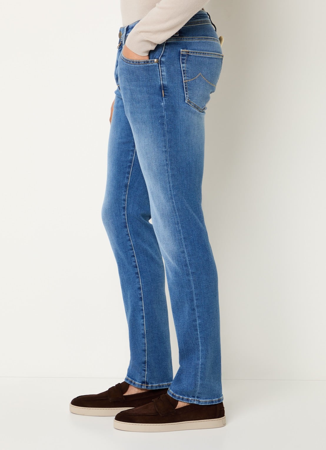 Jacob Cohën Nick slim fit jeans met lichte wassing - detail 3 indigo