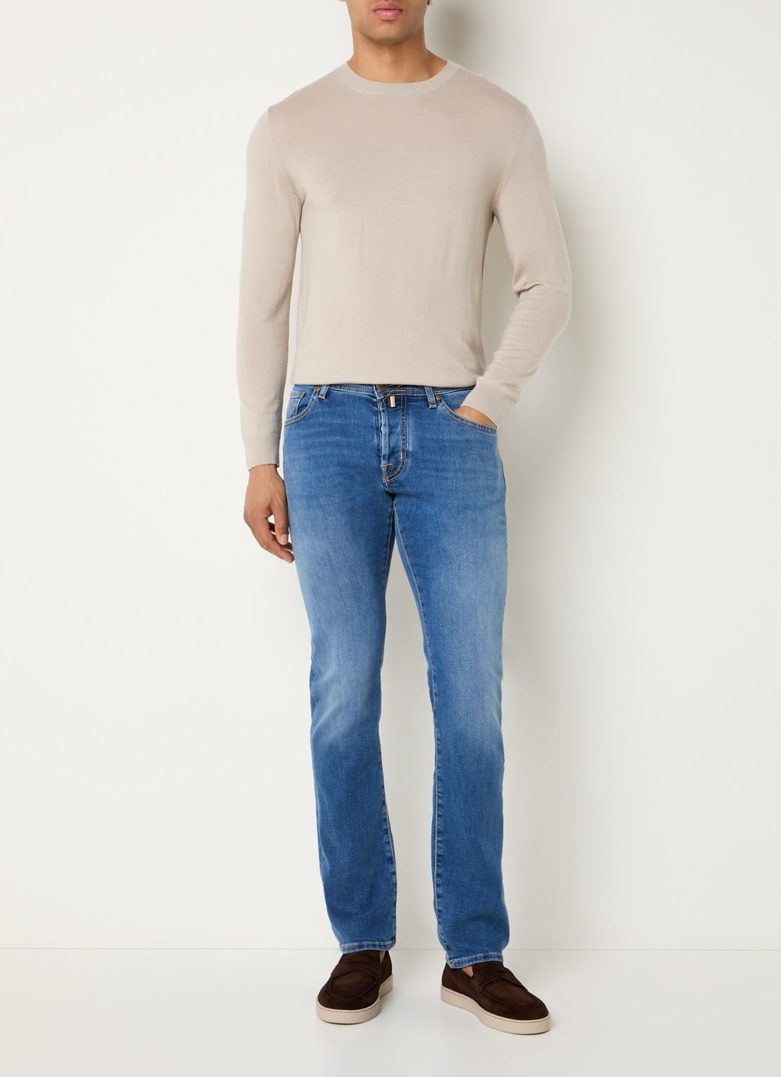 Jacob Cohën Nick slim fit jeans met lichte wassing - voorkant 5 indigo
