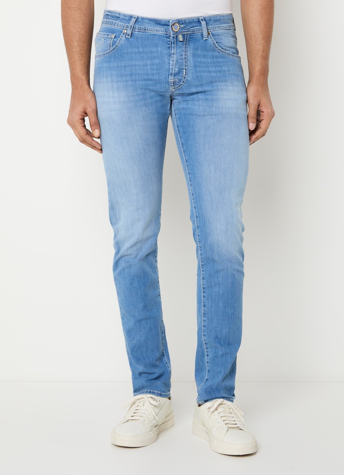 Jacob Cohën Nick slim fit jeans met lichte wassing - detail 4 indigo