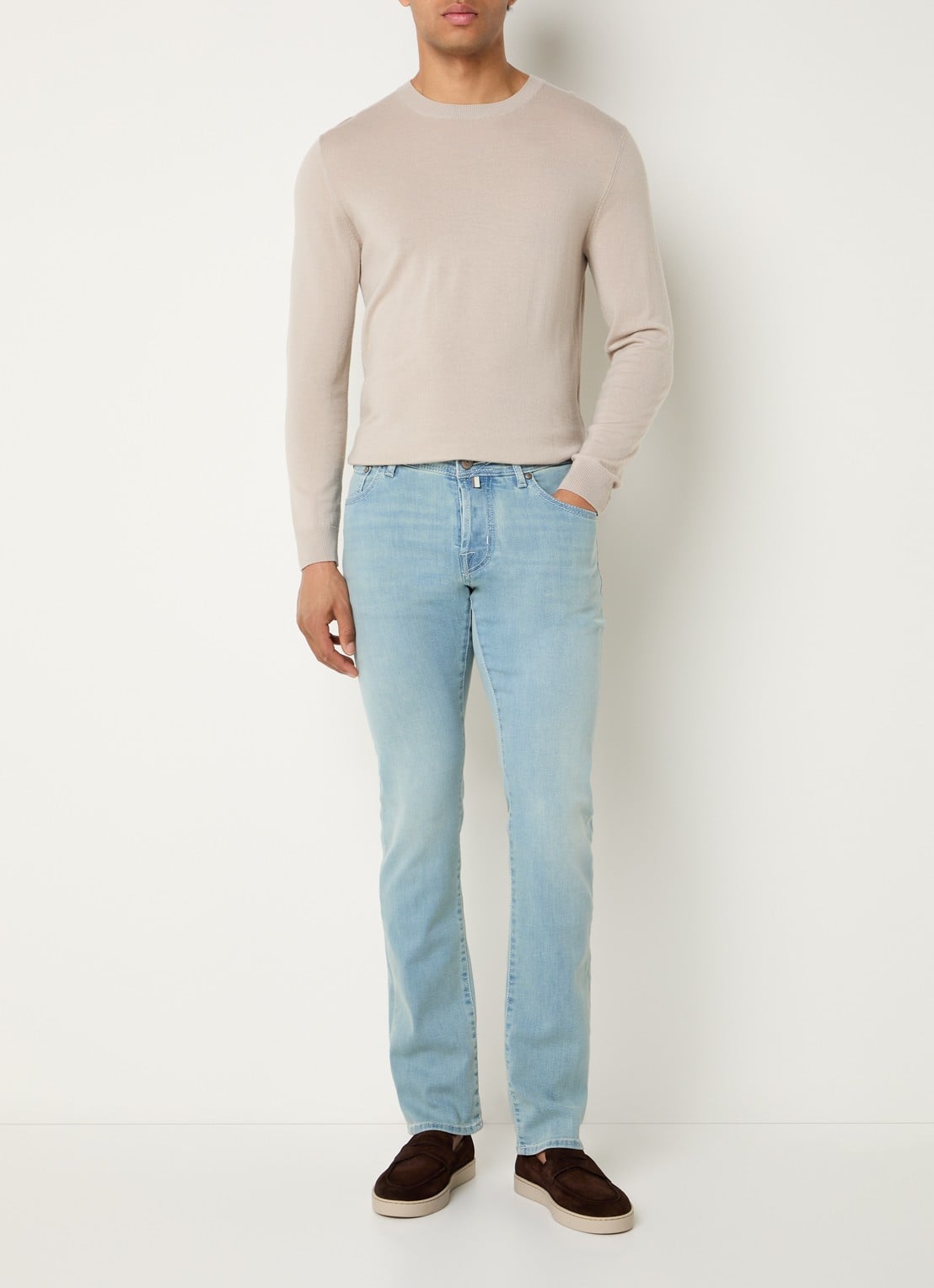 Jacob Cohën Nick slim fit jeans met lichte wassing - voorkant 2 indigo