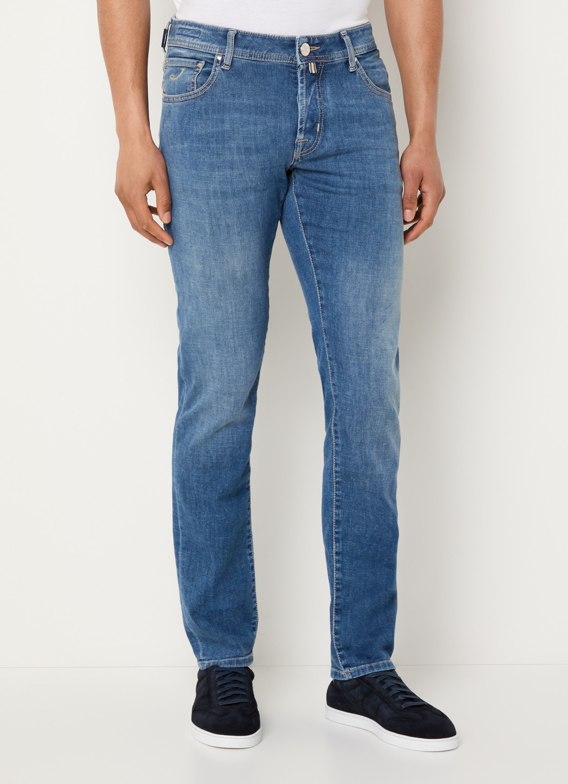 Jacob Cohën Nick slim fit jeans met medium wassing - detail 4 indigo