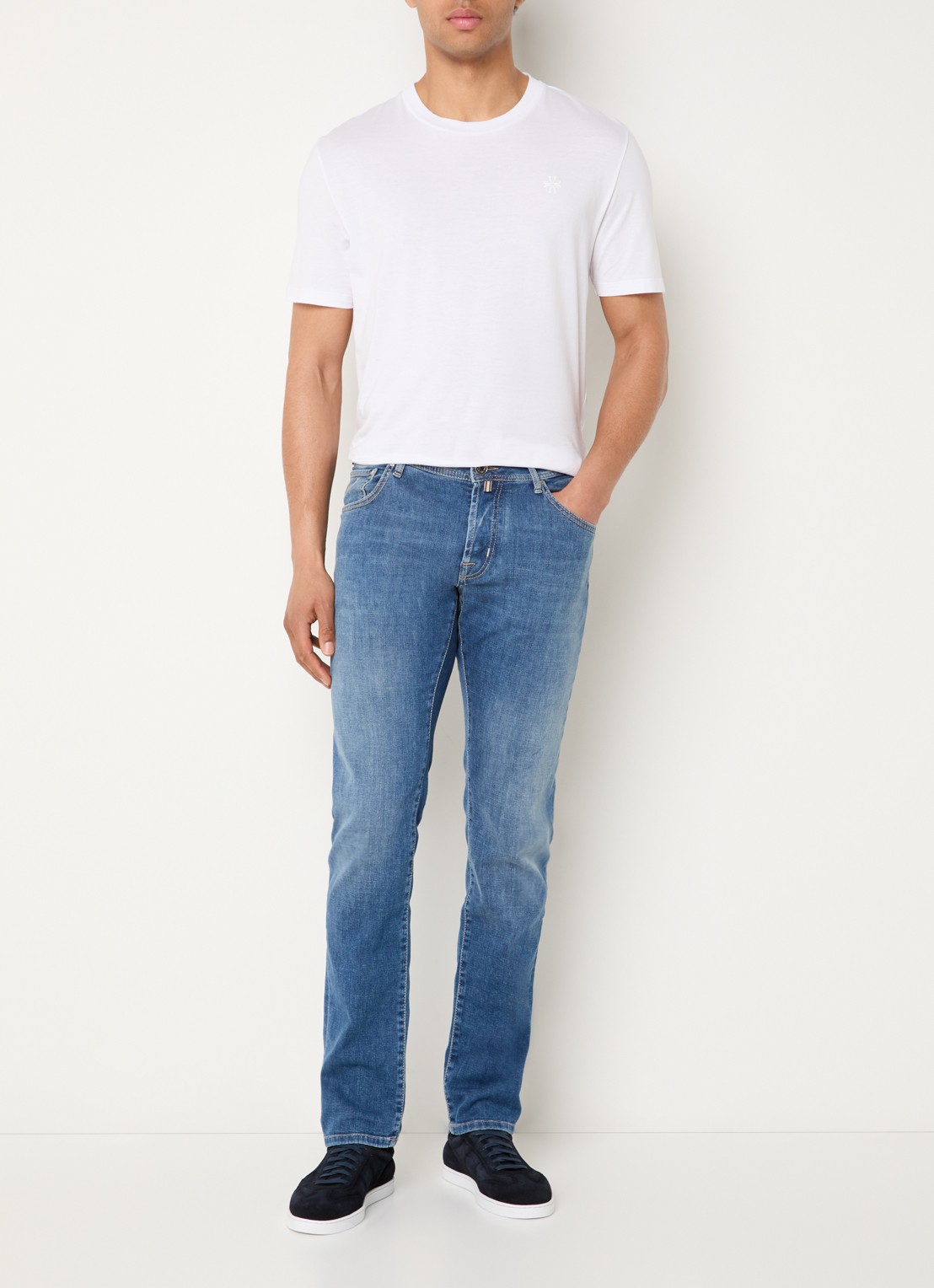 Jacob Cohën Nick slim fit jeans met medium wassing - voorkant 3 indigo