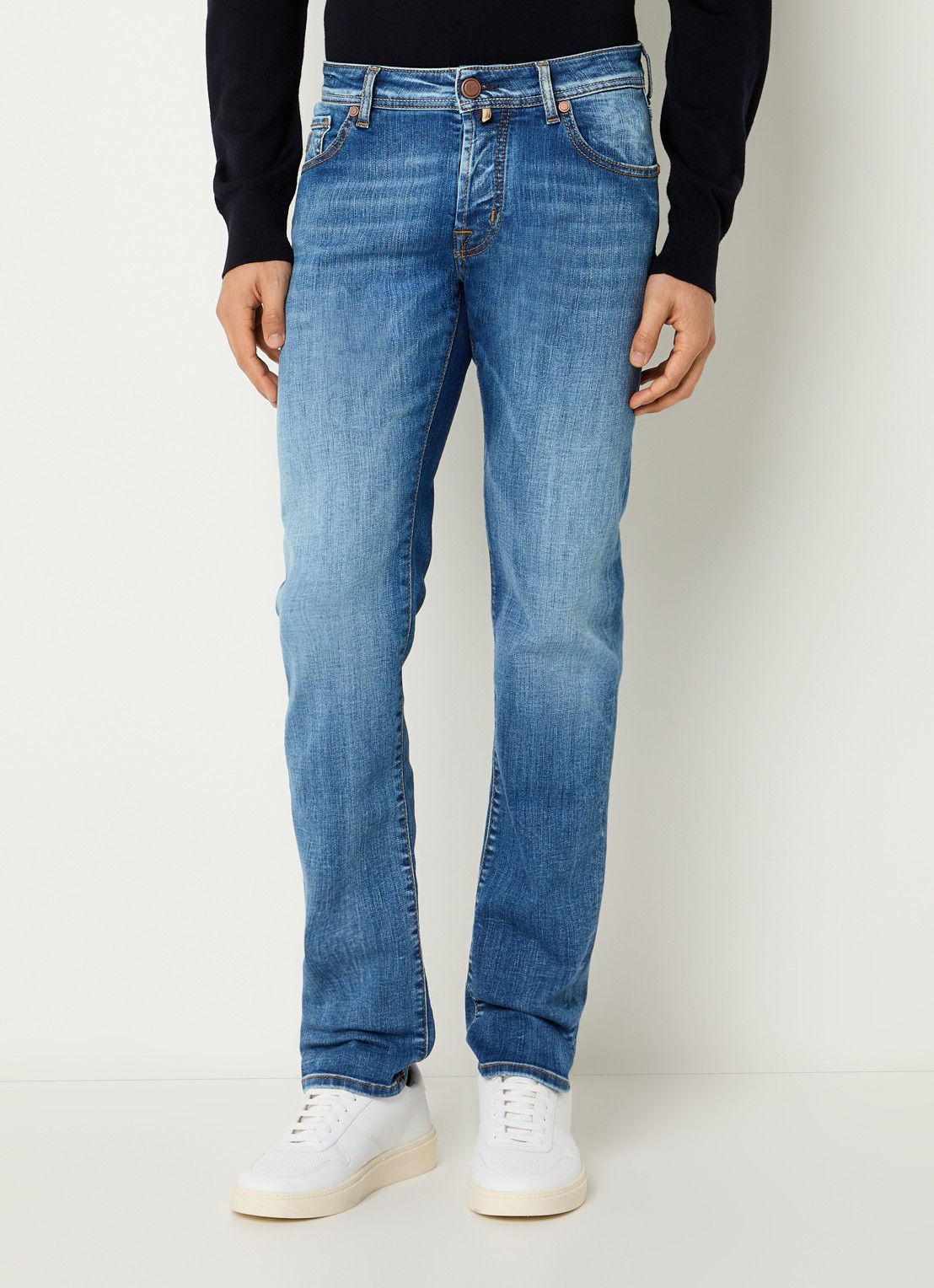 Jacob Cohën Nick slim fit jeans met medium wassing - detail 3 indigo