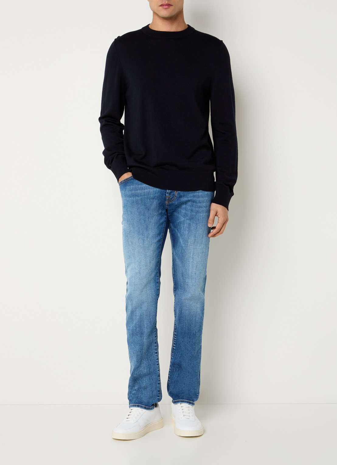 Jacob Cohën Nick slim fit jeans met medium wassing - voorkant 2 indigo