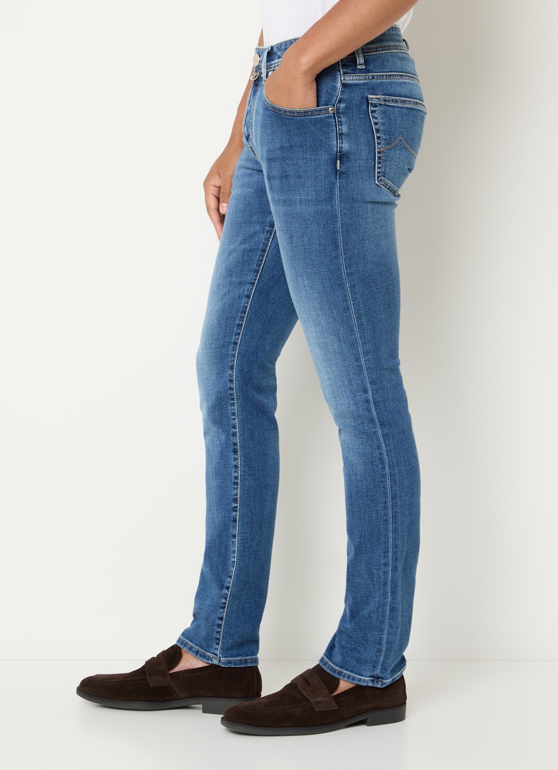Jacob Cohën Nick slim fit jeans met medium wassing - detail 5 blauw