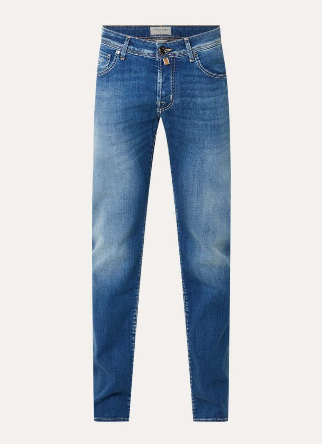 Jacob Cohën Nick slim fit jeans met medium wassing - voorkant 2 indigo