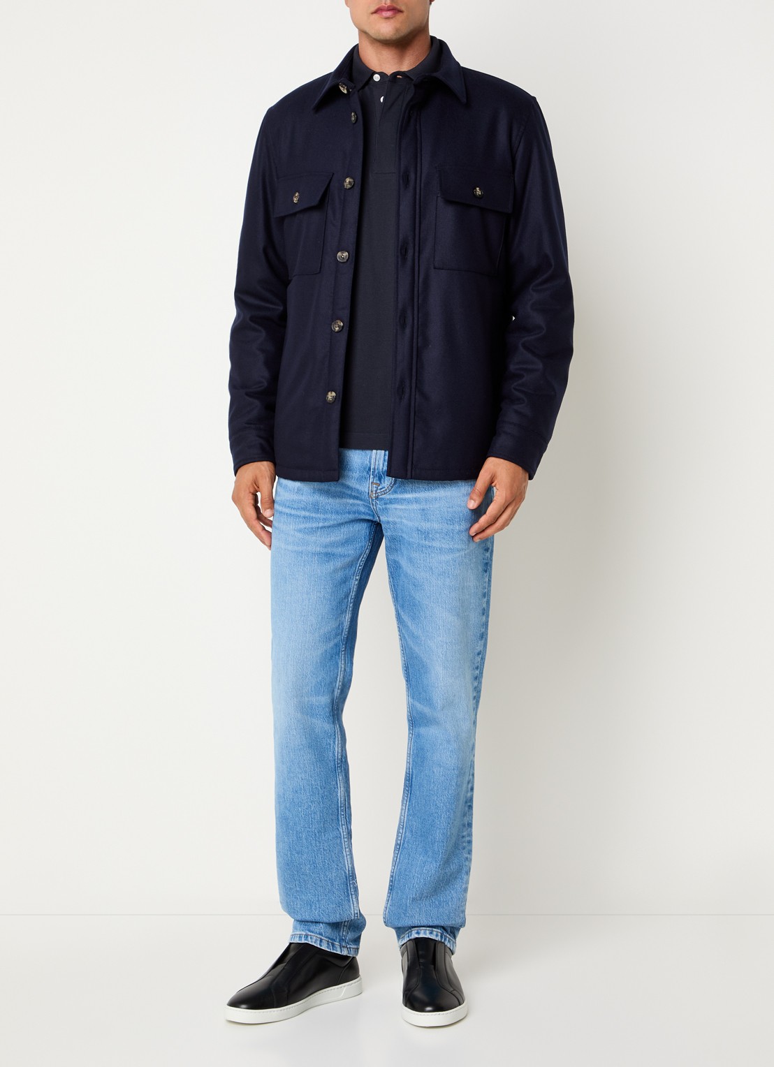 Jacob Cohën Regular fit overshirt met borstzakken - voorkant 2 donkerblauw