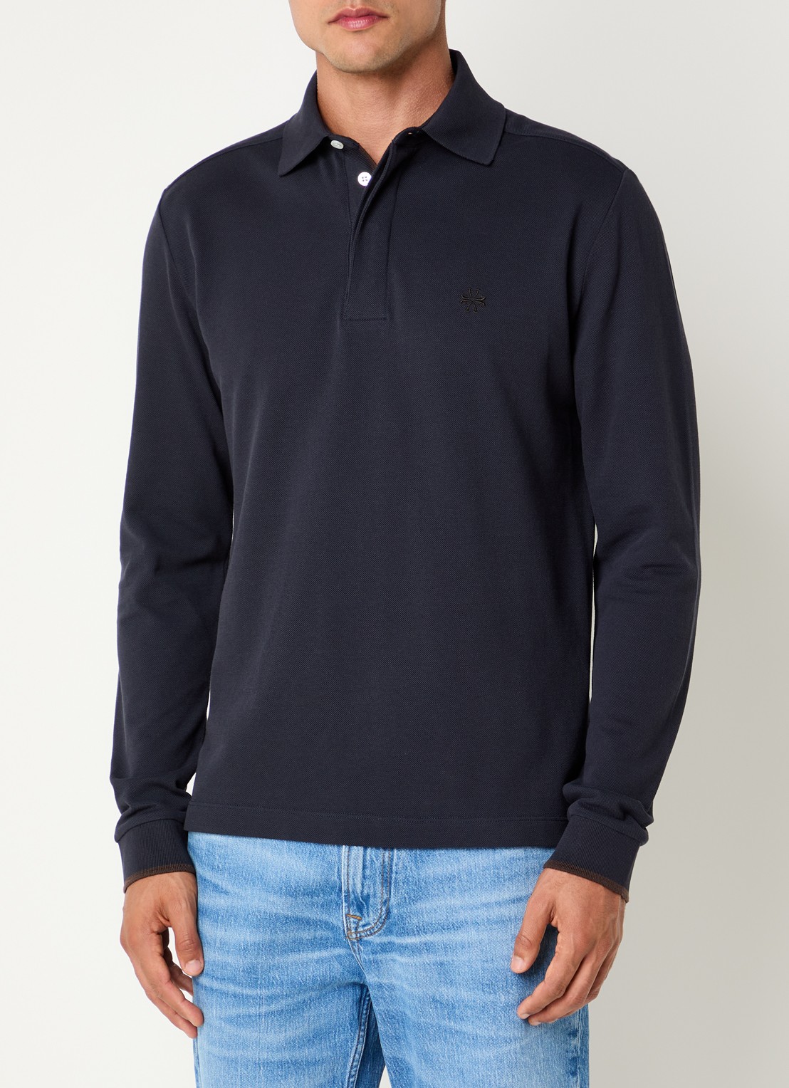 Jacob Cohën Regular fit polo van piqué katoen - detail donkerblauw