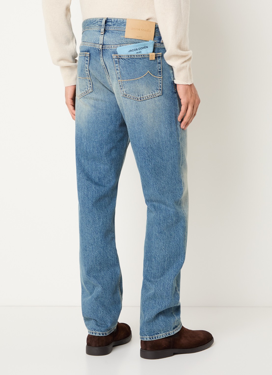 Jacob Cohën Sean 300D straight leg jeans met medium wassing - achterkant 3 blauw