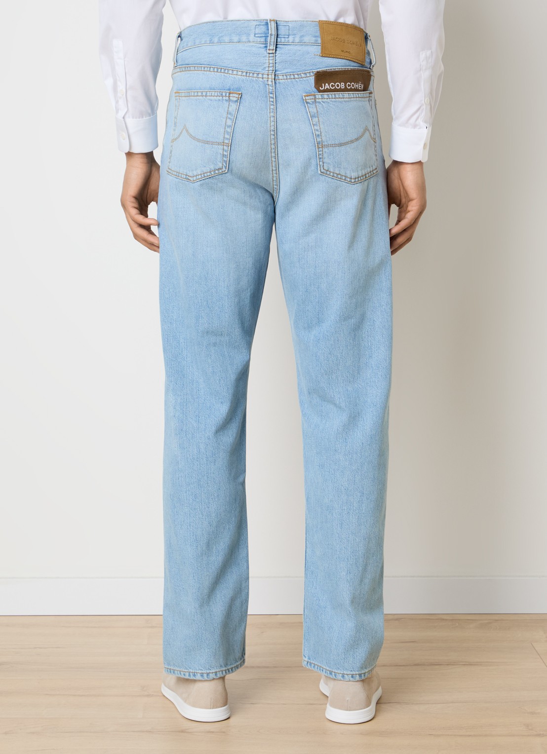 Jacob Cohën Sean straight leg jeans met lichte wassing - achterkant indigo