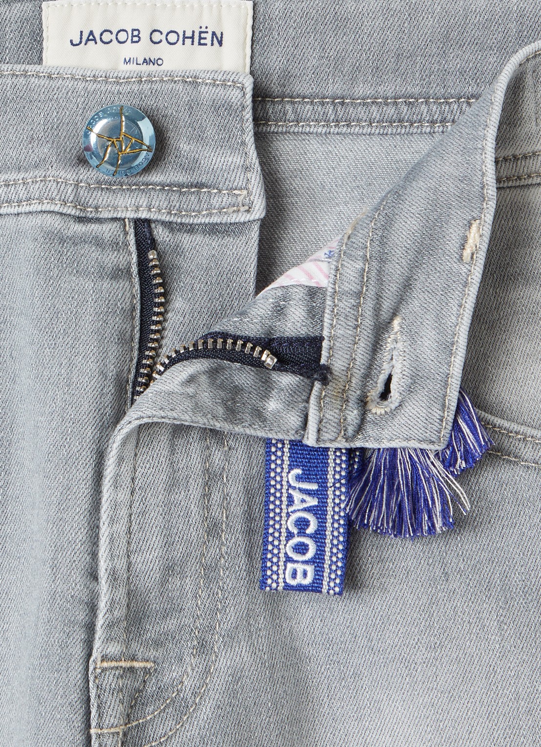 Jacob Cohën Slim fit jeans met lichte wassing - detail 3 grijs