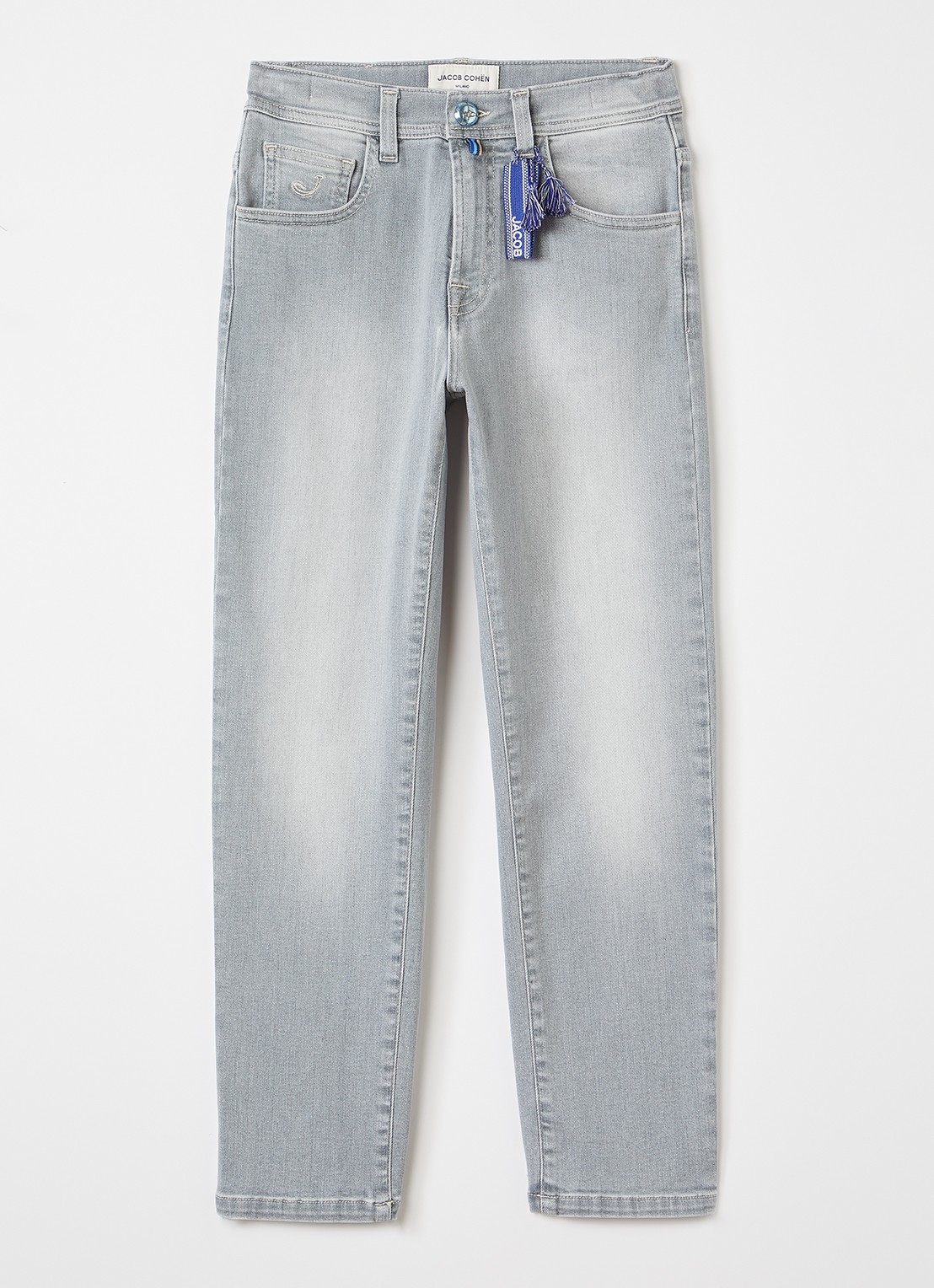 Jacob Cohën Slim fit jeans met lichte wassing - voorkant grijs