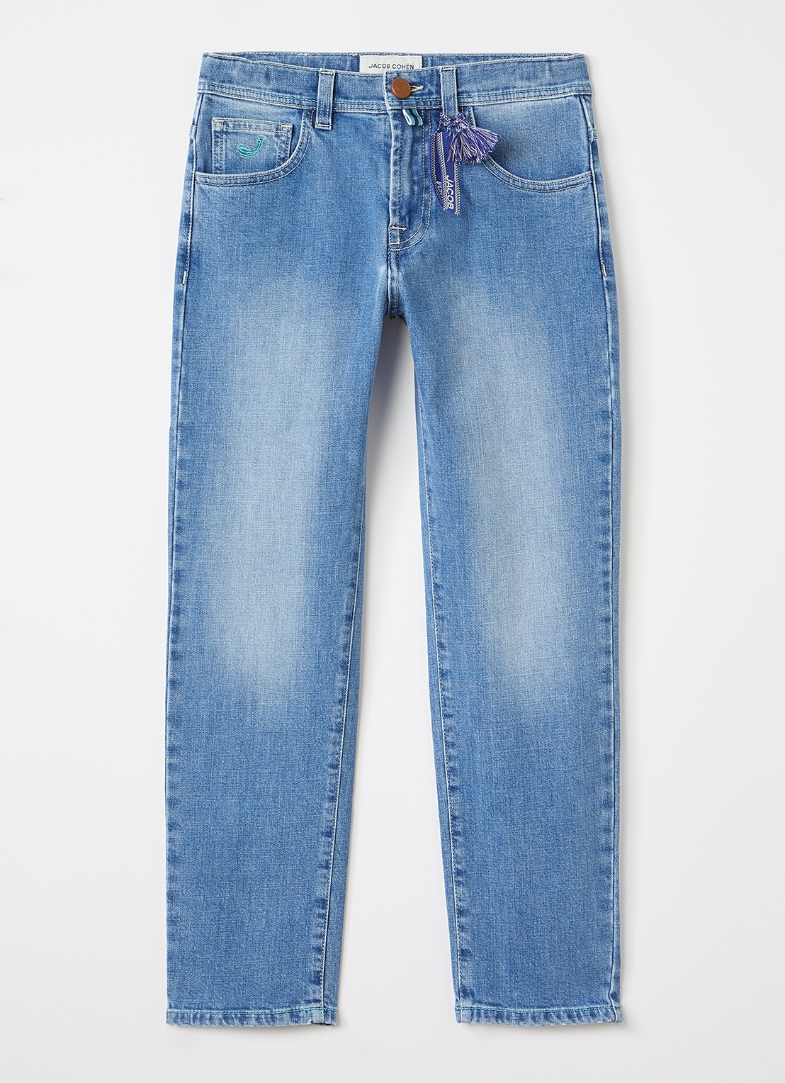 Jacob Cohën Straight leg jeans met medium wassing - voorkant indigo