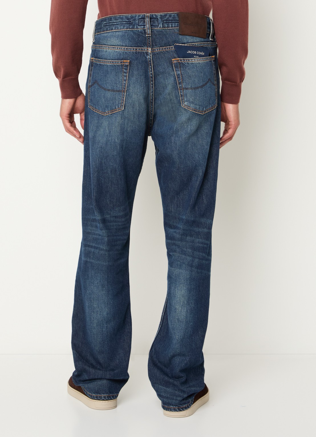 Jacob Cohën Straight leg jeans met medium wassing - achterkant indigo