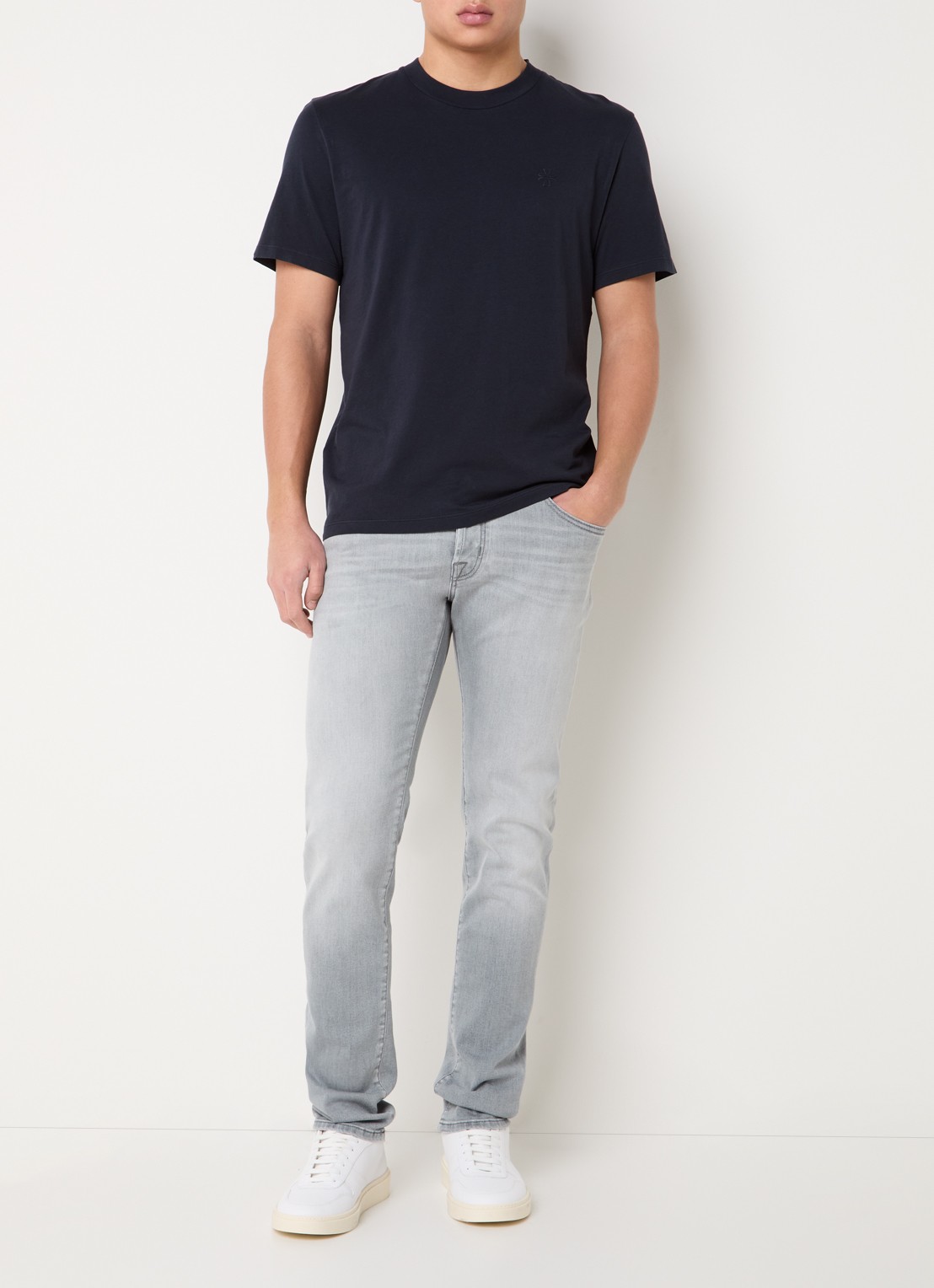 Jacob Cohën T-shirt met logo - voorkant 2 donkerblauw