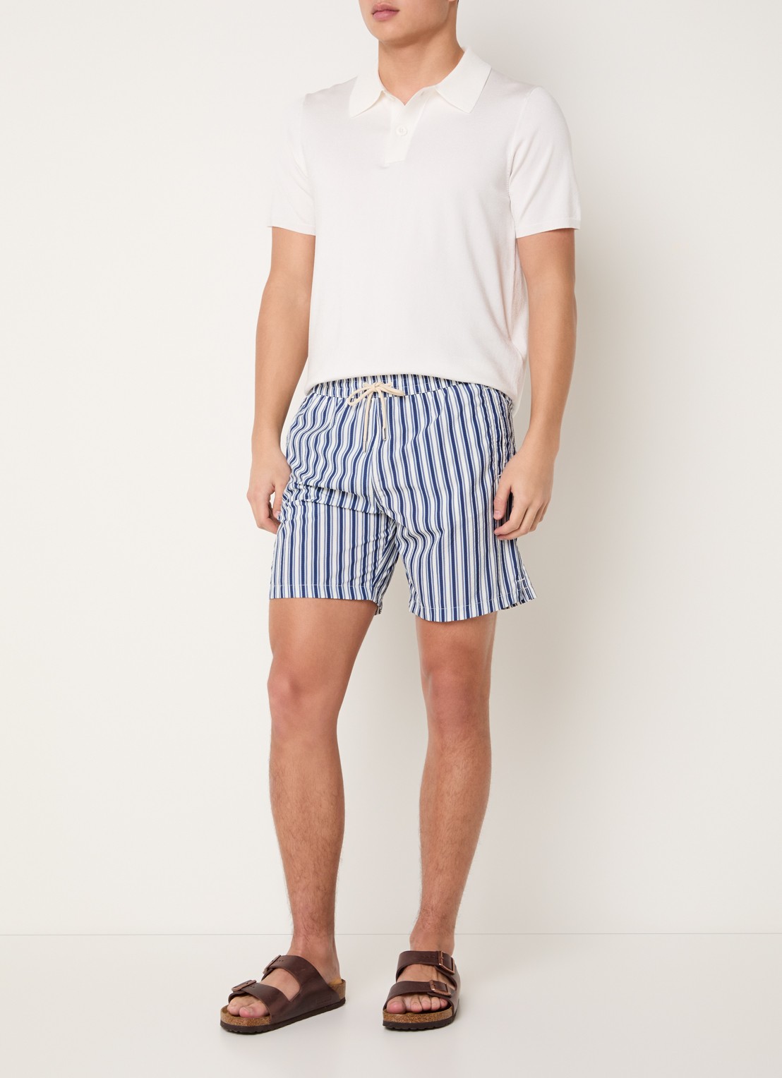 Jacob Cohën Zwemshorts met streepprint - voorkant 2 donkerblauw