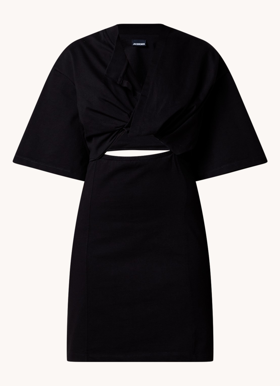 Jacquemus Bahia mini jurk met geknoopt detail - voorkant 4 zwart