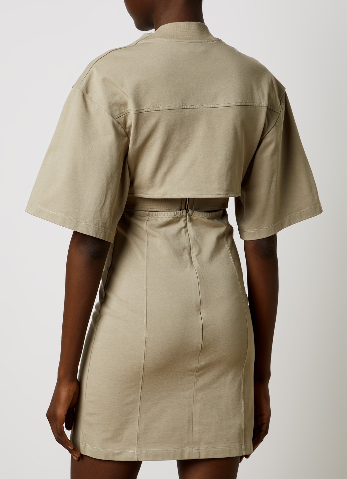Jacquemus Bahia mini jurk met geknoopt detail - achterkant 3 khaki