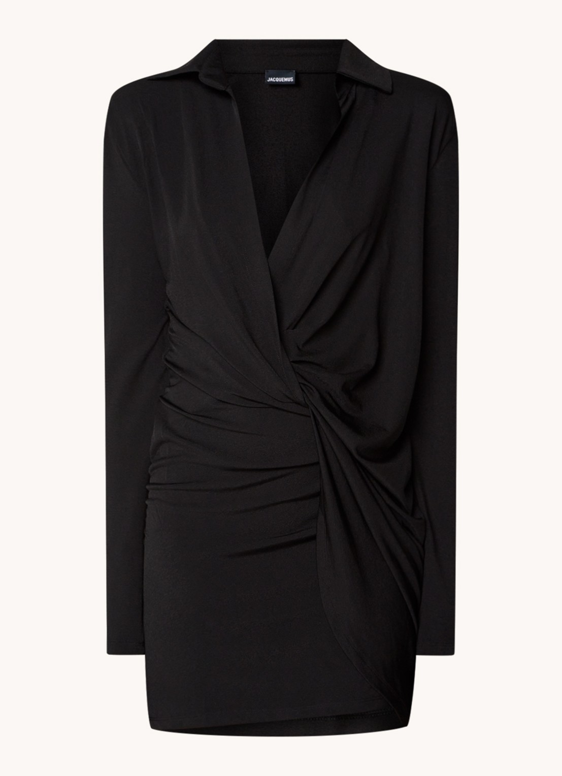 Jacquemus Bahia mini wikkeljurk met V-hals - voorkant 4 zwart