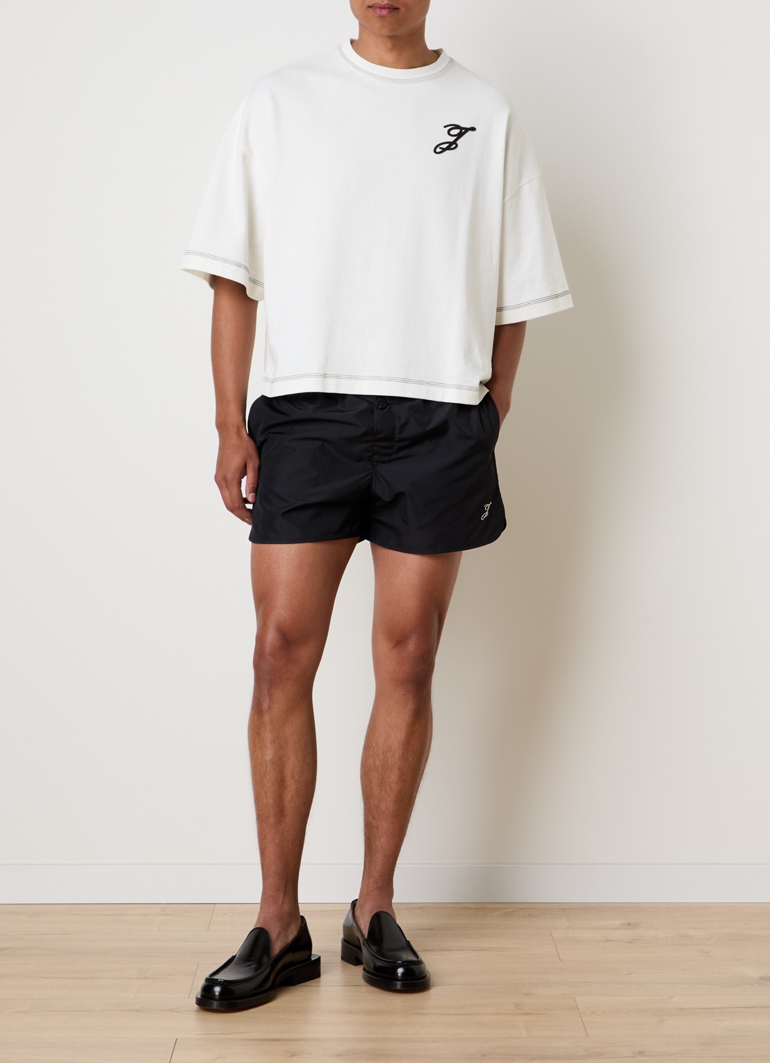 Jacquemus Bain Puntini zwemshorts met logoborduring - voorkant 2 zwart
