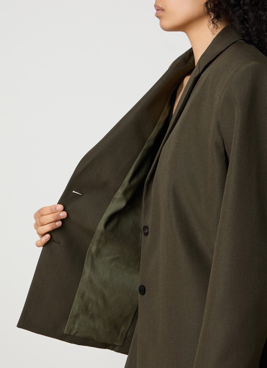 Jacquemus Blazer van wol met schoudervulling - detail 3 khaki