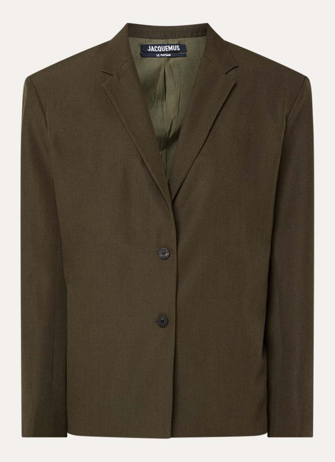 Jacquemus Blazer van wol met schoudervulling - voorkant 5 khaki