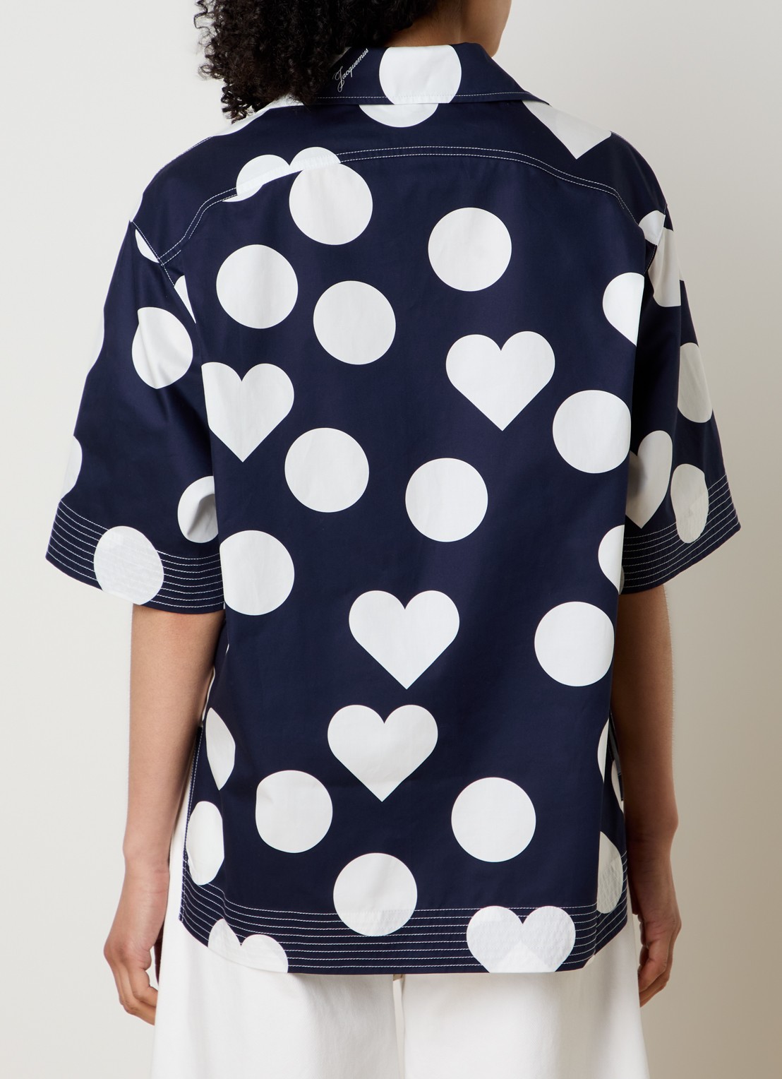 Jacquemus Blouse met stippenprint en logo - achterkant 5 donkerblauw
