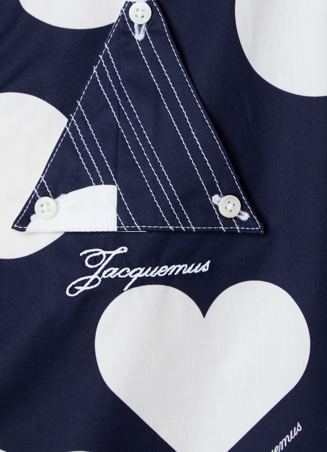 Jacquemus Blouse met stippenprint en logo - detail 4 donkerblauw