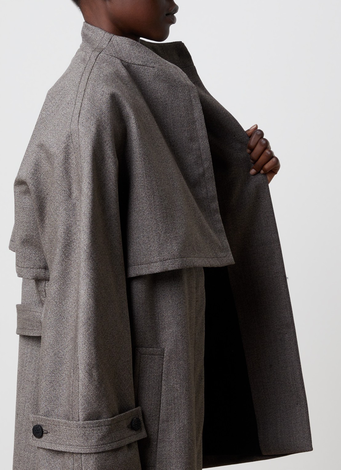 Jacquemus Boléro trenchcoat van scheerwol met strikceintuur - detail 3 donkerbruin