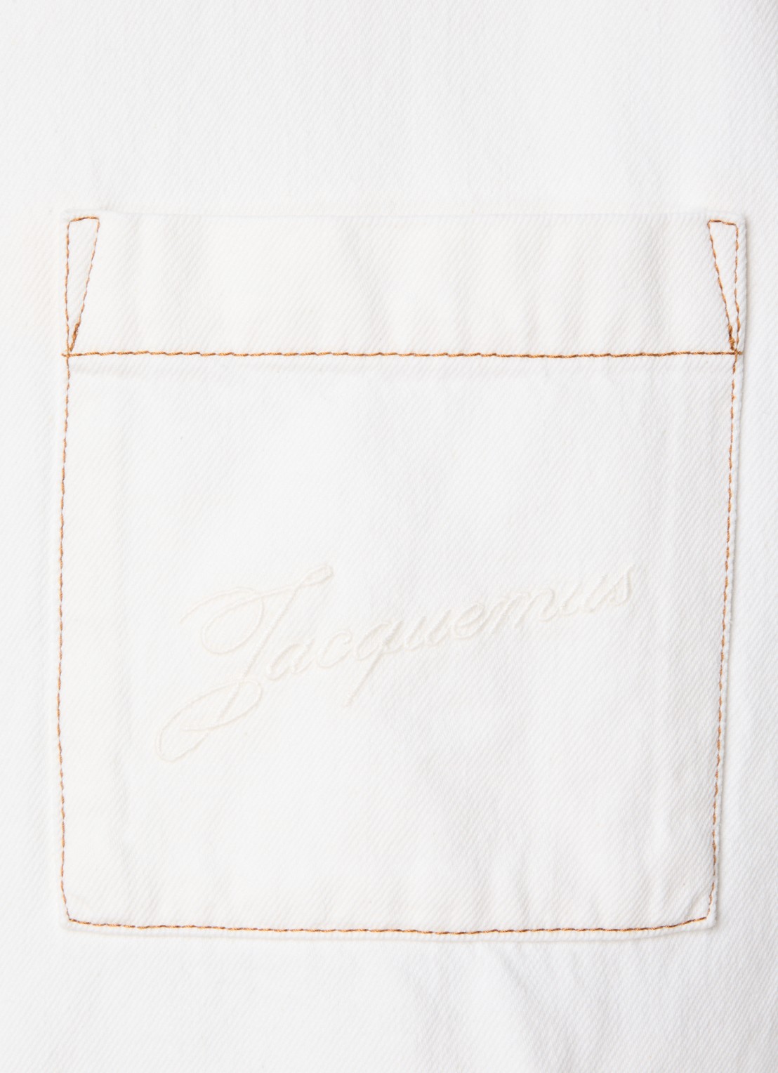 Jacquemus Boulanger gewatteerd overshirt van denim met steekzakken - detail 6 gebroken wit