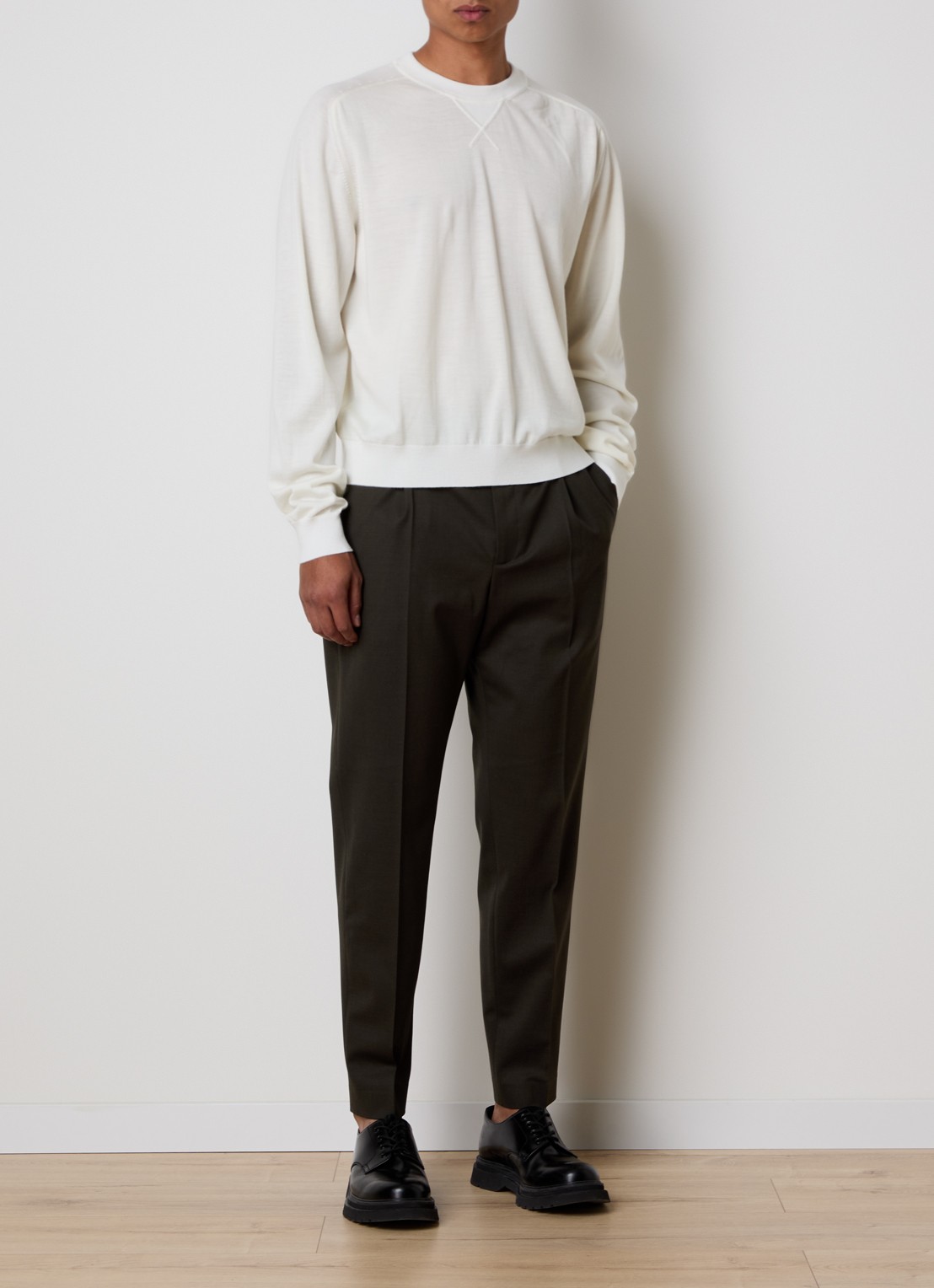 Jacquemus Brode fijngebreide trui van merino wol - voorkant 4 gebroken wit