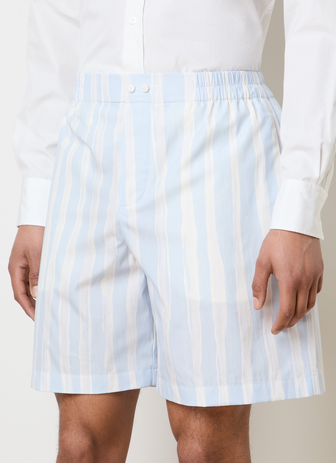 Jacquemus Caleçon wide fit broek met streepprint - detail 2 lichtblauw