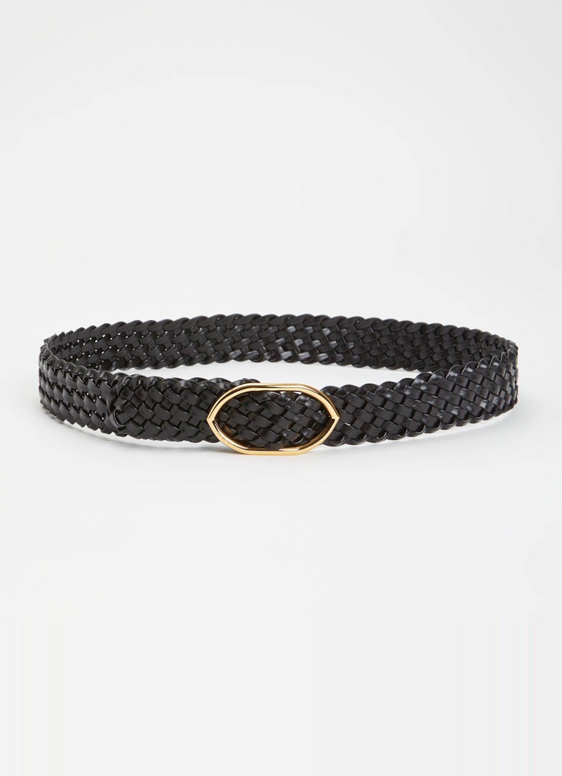 Jacquemus Calisson gevlochten riem van leer - voorkant zwart