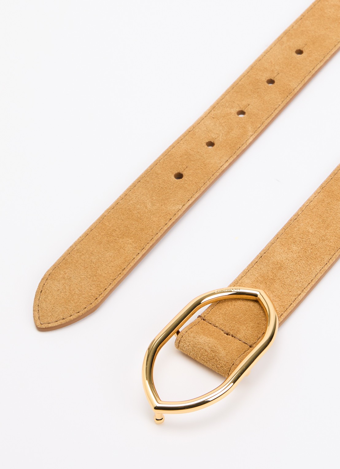 Jacquemus Calisson riem van kalfsleer  - detail cognac