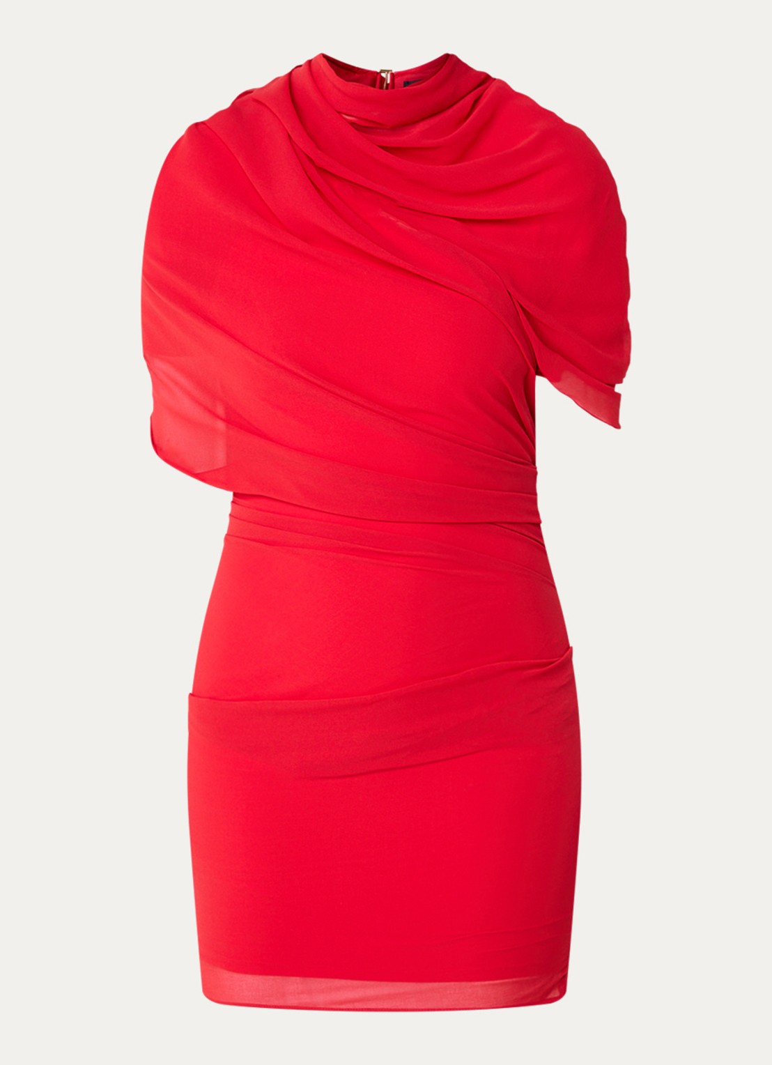 Jacquemus Castagna asymmetrische mini jurk met gedrapeerd detail - voorkant rood