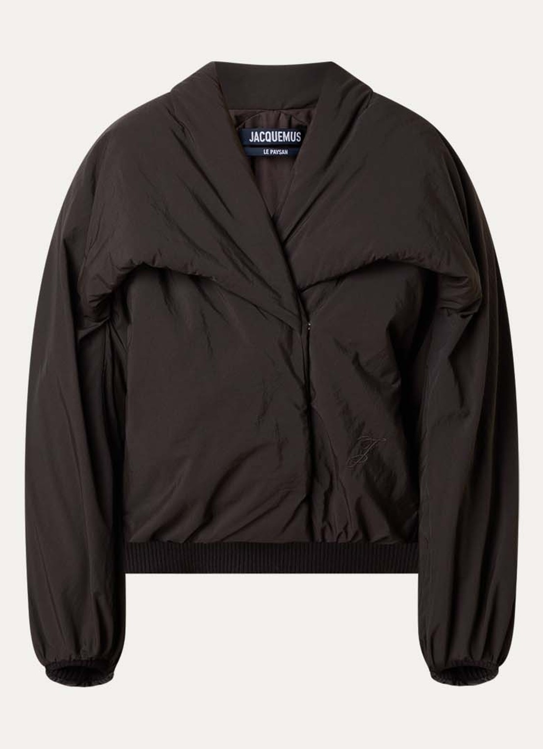 Jacquemus Châle gewatteerd bomberjack met logo - voorkant donkerbruin