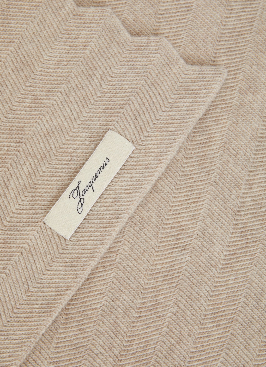Jacquemus Chevron ribgebreide sjaal in kasjmierblend 160 x 50 cm - detail beige