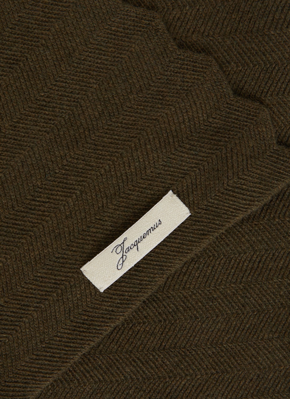 Jacquemus Chevron ribgebreide sjaal in kasjmierblend 160 x 50 cm - detail 2 legergroen